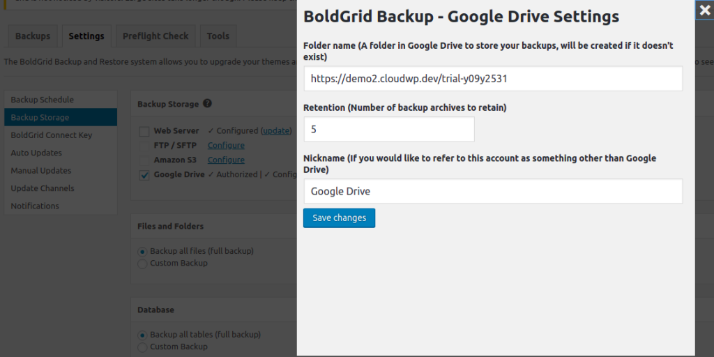 Configuring Retention Policy for Google Drive
